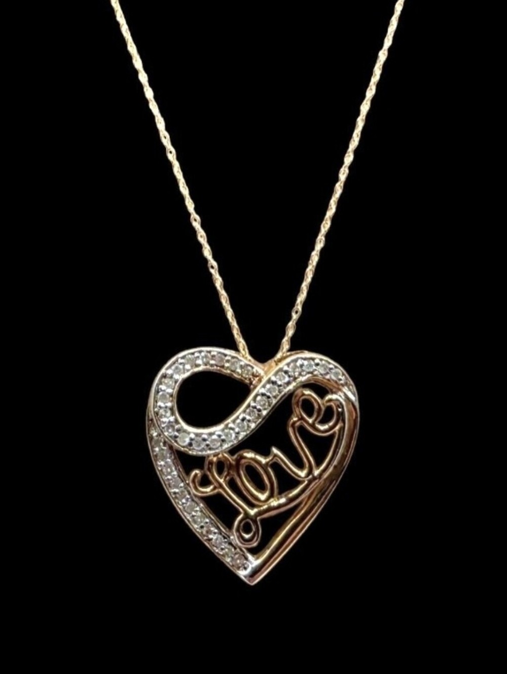 0.25 CTW Natural Diamonds Solid 925 Sterling Silver Gold Overlay Heart Necklace